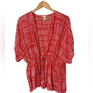 Victoria's Secret Red Printed Peplum Tunic Top